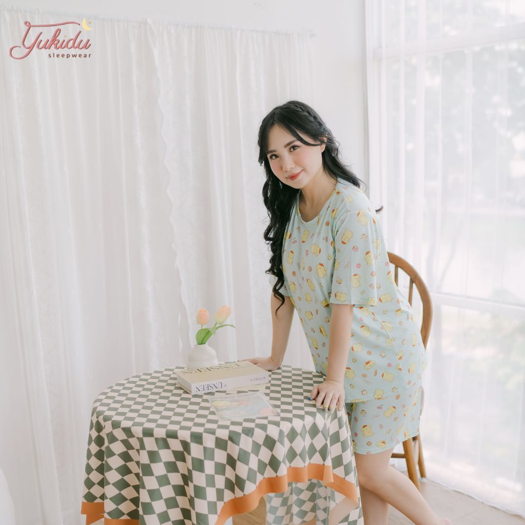 Yukidu Sleepwear Setelan Piyama Dewasa Motif Pompompurin Bamboo Organik