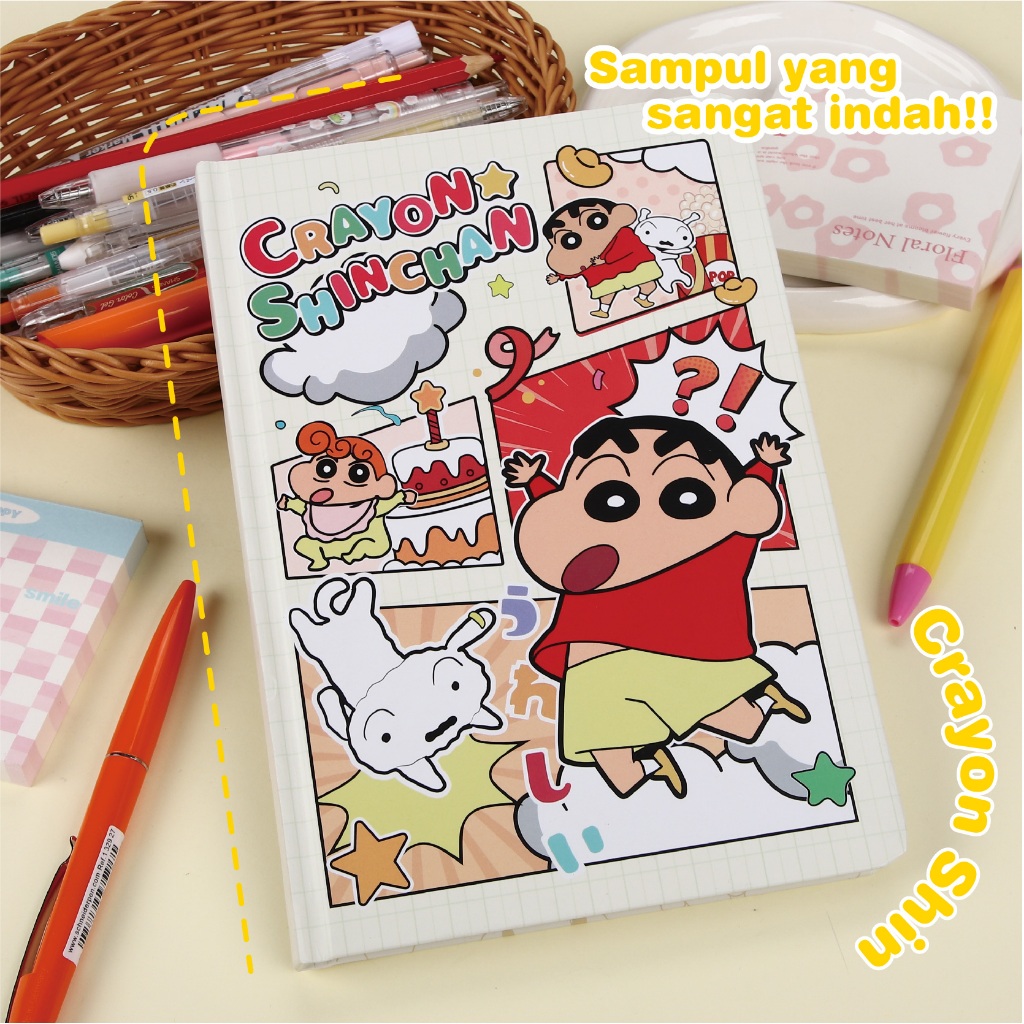 

【READY STOK】Kartun Crayon Shin-Shirt Co-Branded A5 Notebook Hardcover Warna Halaman Horizontal Line Horizontal Stationery Siswa Sekolah