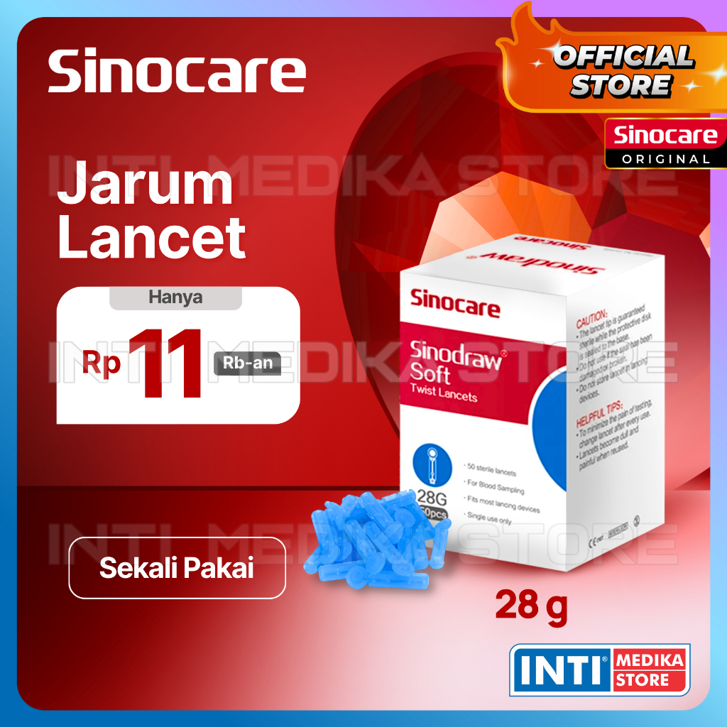SINOCARE - Blood Lancet 28G Soft | Jarum Lancet Easytouch Autocheck