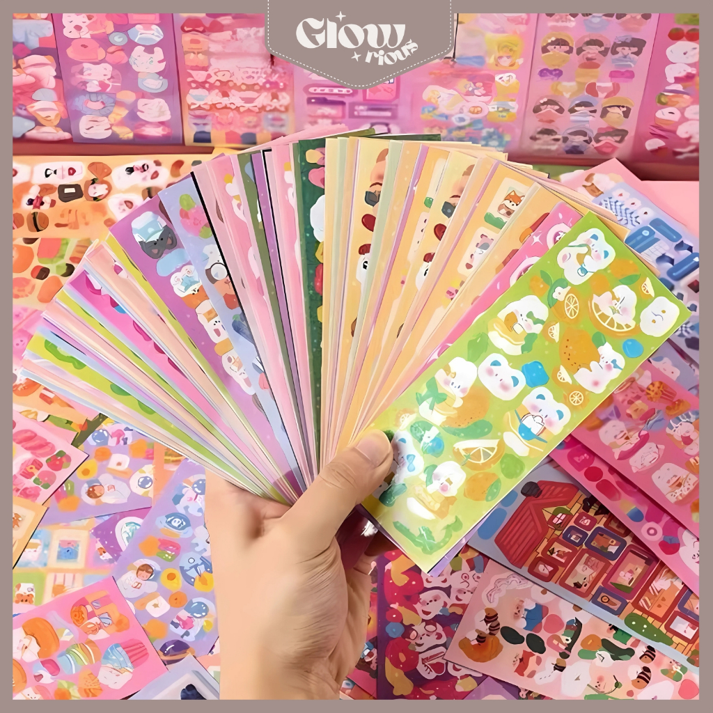 

GR 100 Lembar Stiker Pack DIY Gantungan Aklirik Dekor Sleeve Photocard Kpop Sticker Shiny Cartoon