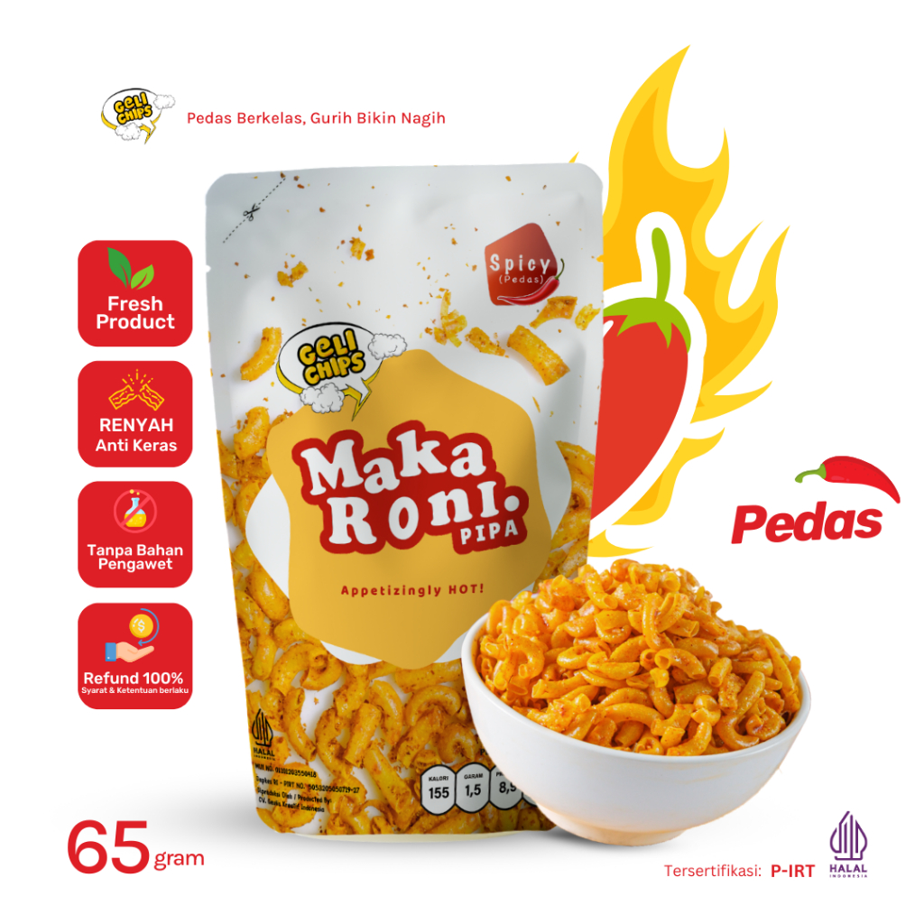 

GELICHIPS - Makaroni Spicy Pedas Gurih 65gr
