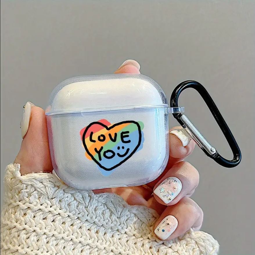 Case PELINDUNG Airpod MOTIF LOVE YOU RAINBOW Cocok Untuk Airpod Gen 1/2 GEN 3 / GEN 4 / GEN PRO