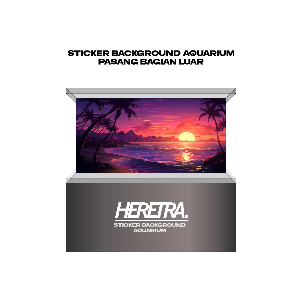 STICKER BACKGROUND AQUARIUM MOTIF SUNSET