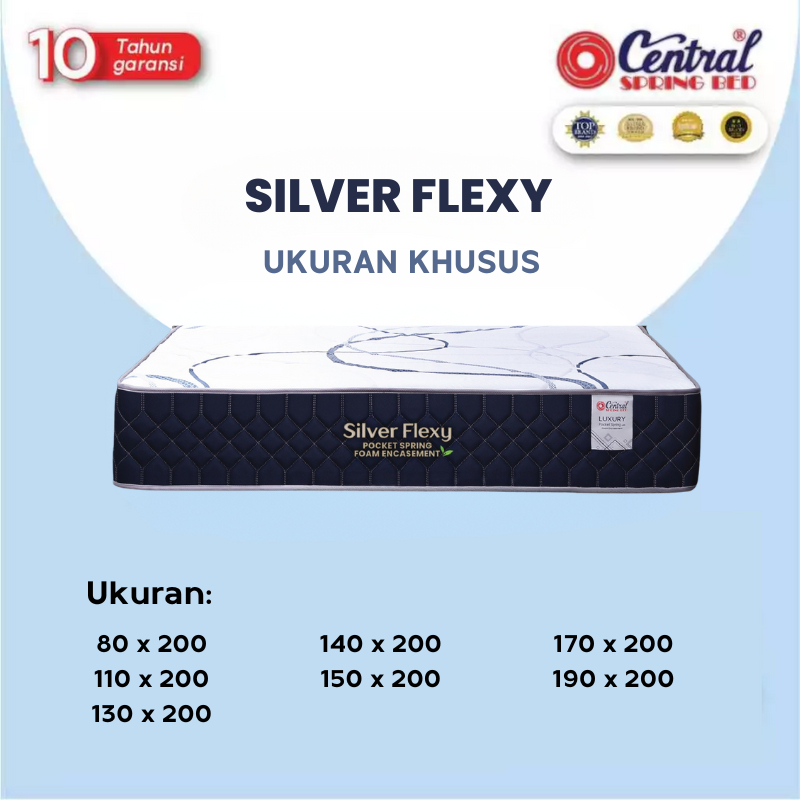Central Springbed Silver Flexy Ukuran Khusus | 80/110/130/140/150/170/190x200 | Hanya Kasur | SP Mat