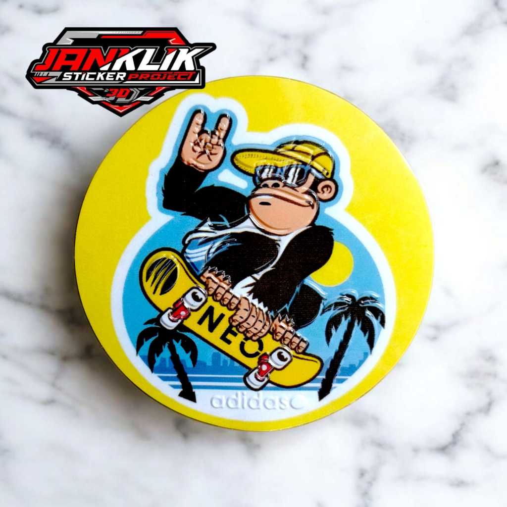 

Sticker Desain Monyet Skater Keren | Stiker Embos 3D | Bahan PVC Premium