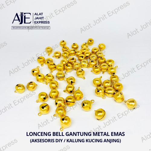 Lonceng Bell Gantung Metal Emas (Aksesoris DIY / Kalung Kucing Anjing)