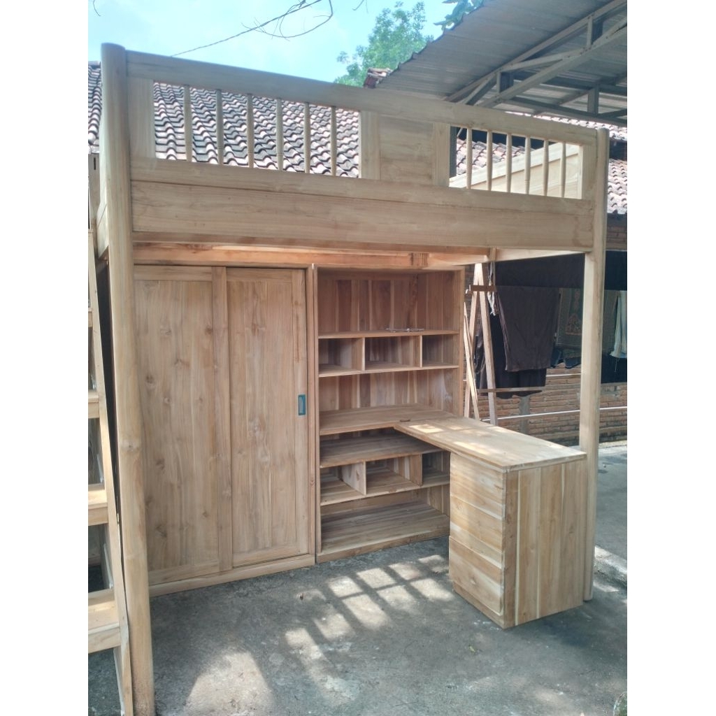 Tempat tidur minimalis modern,dipan tingkat buat anak* set meja belajar