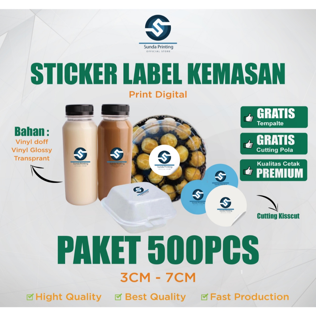 

STICKER LABEL KEMASAN PAKET 500PCS PLUS CUTTING BAHAN PREMIUM