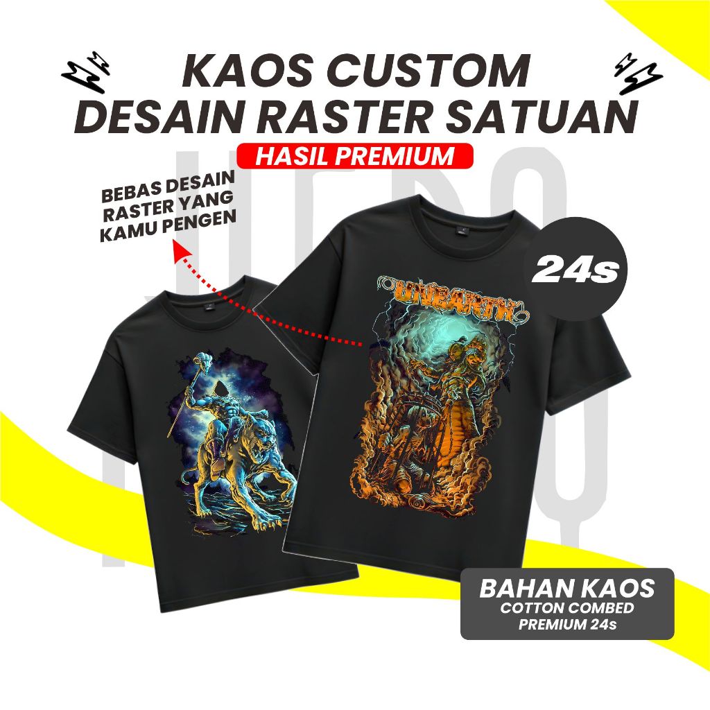 Heroninety - Custom Kaos Desain Raster DTF Satuan 24's / Kaos Custom Satuan / Kaos Custom Kado