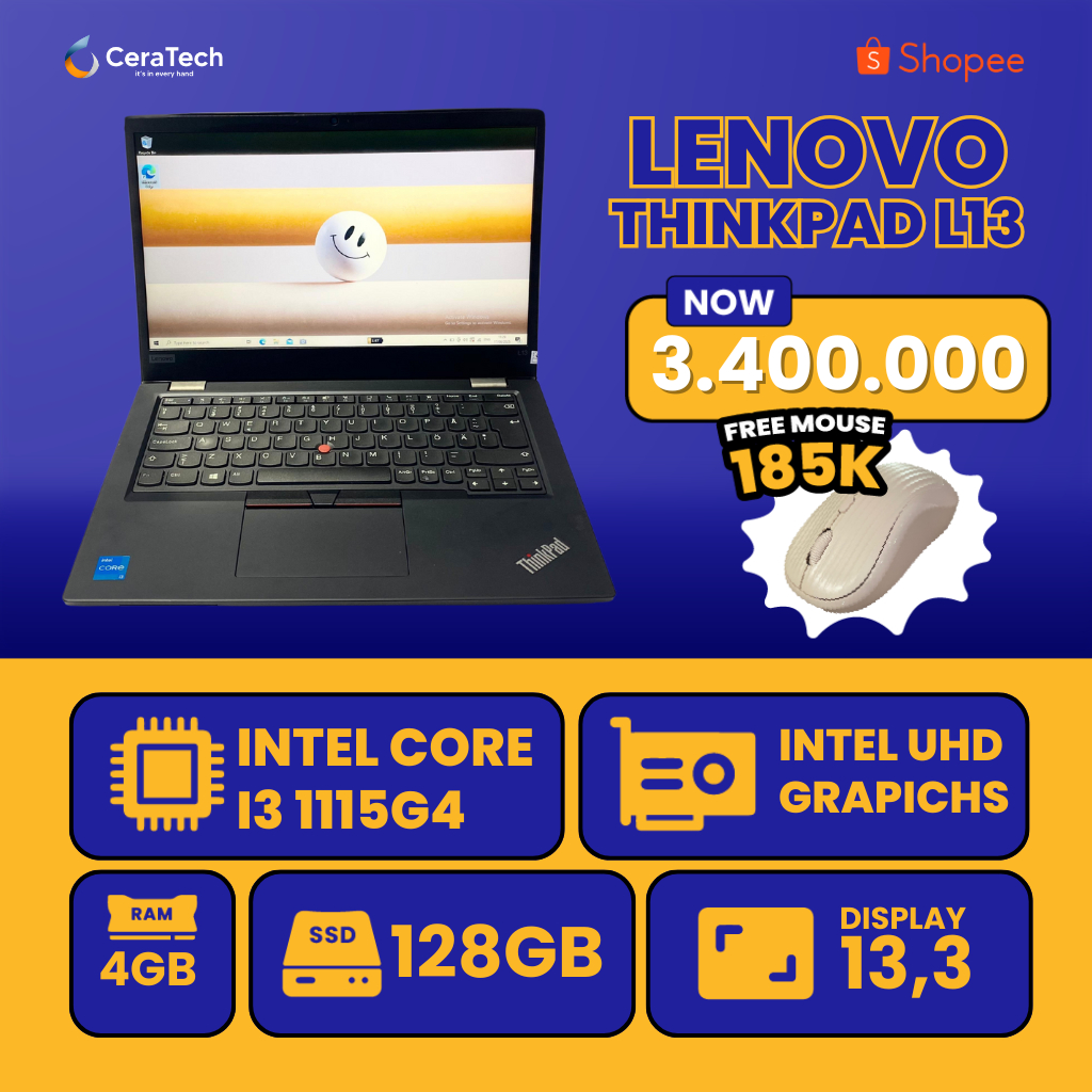 LAPTOP MURAH JOGJA - Lenovo Thinkpad L13 - Intel i3 Gen 11 - Lenovo Thinkpad L13 Intel Core i3 Gen 1