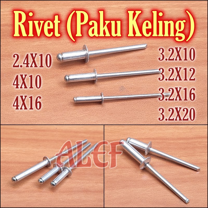 100Pcs Rivet 2.4x 10 3.2 x 10 12 16 20 mm blind paku keling Keling Alumunium