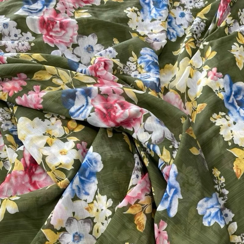 kain katun semi sutra motif bunga