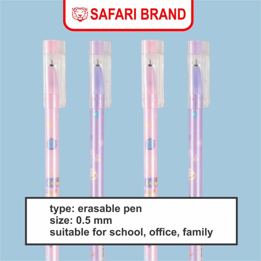 

(ERASABLE PEN GIRL) Erasable Pen Pulpen Ballpoint Hapus Bisa Dihapus Tanpa Tipe X motif lucu merk Safari Brand