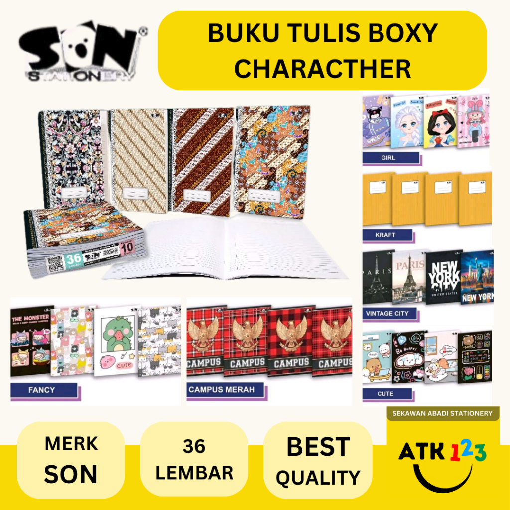 

SON Buku Tulis Boxy 36 Lembar / Buku Tulis Boxy Character