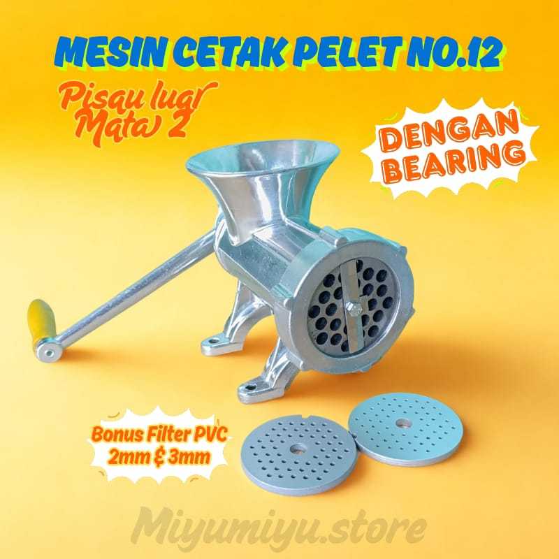 Mesin Cetak Pelet Manual Pisau Mata 2 Bonus Filter PVC Mesin Pencetak Voer Pelet Ayam Ikan Burung