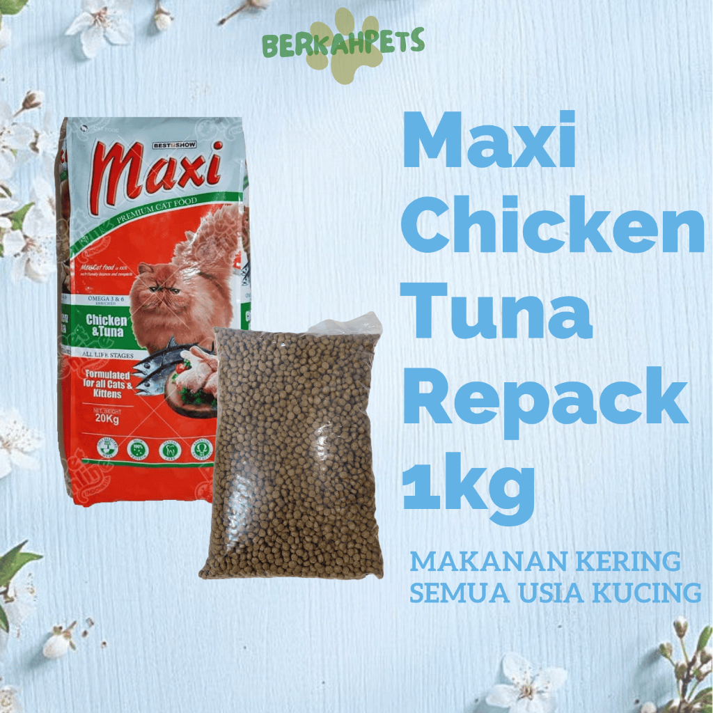 Makanan Kucing Maxi Cat Food Makanan Kucing Maxi Kitten Adult Repack 1kg