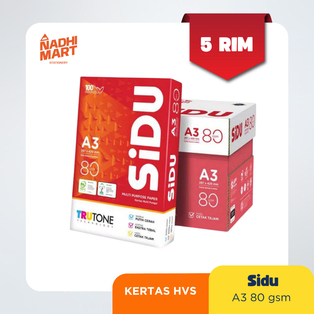 

1 DUS SIDU KERTAS HVS A3 80GSM