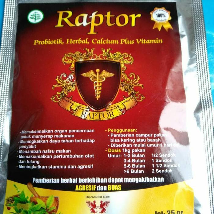 JAMU AYAM RAPTOR Probiotik Herbal Calcium Vitamin Ayam 35gr