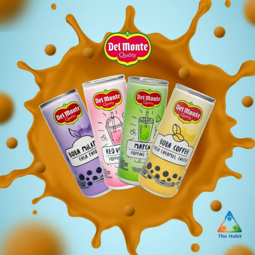 

(The Habit) Del Monte Boba Coffee Rasa Caramel Cheese / Boba Milk Tea Rasa Taro / Matcha Popping Boba / Delmonte Red Velvet Popping Boba 240ml