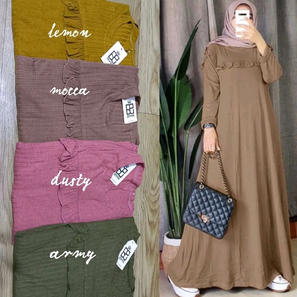 RANAI MAXY MIDI DRESS KAOS KNIT HANOVER TEXTURE POLOS  Muslim Wanita Gamis Basic Simple
