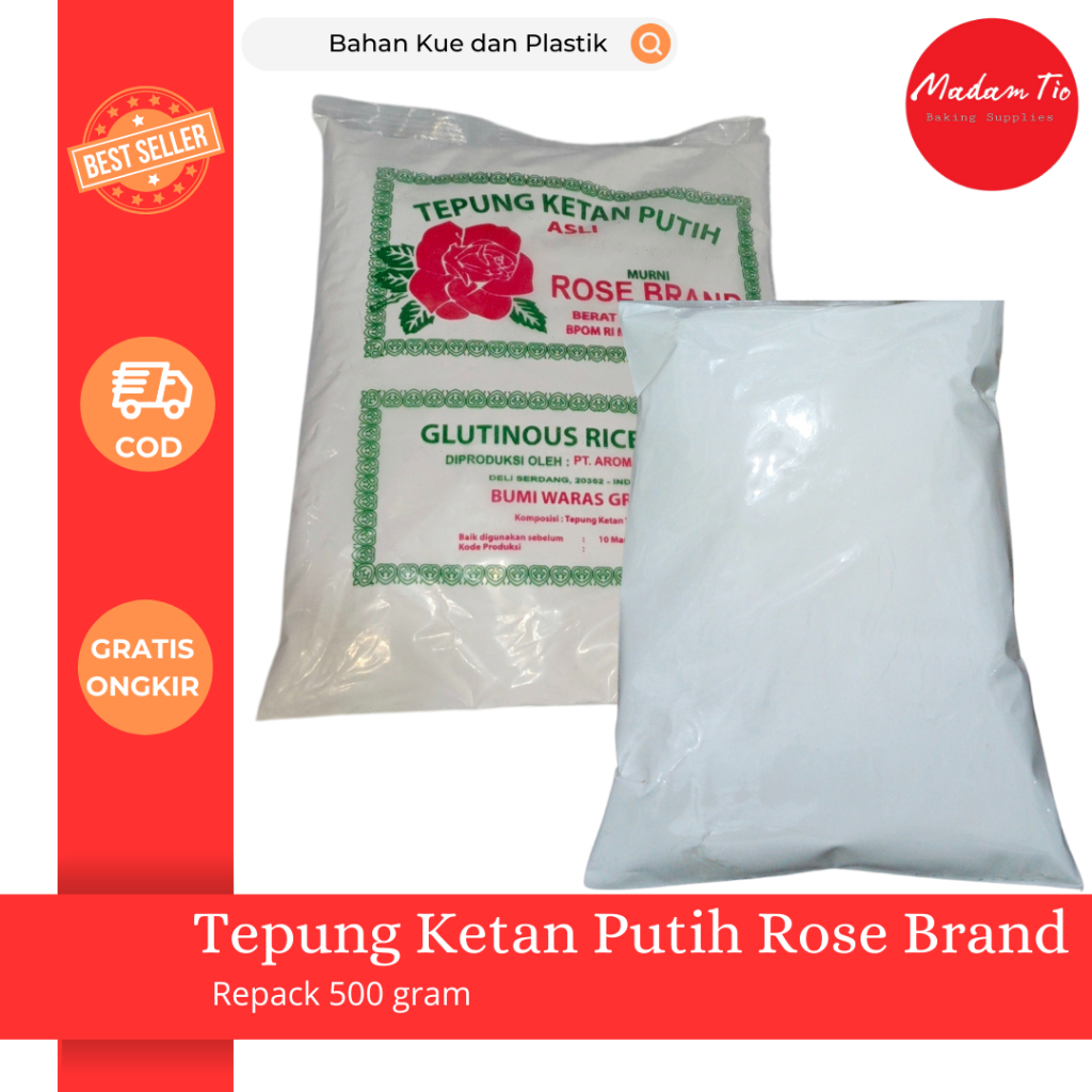 

SALE Tepung Ketan Putih Rose Brand 500gram Repack