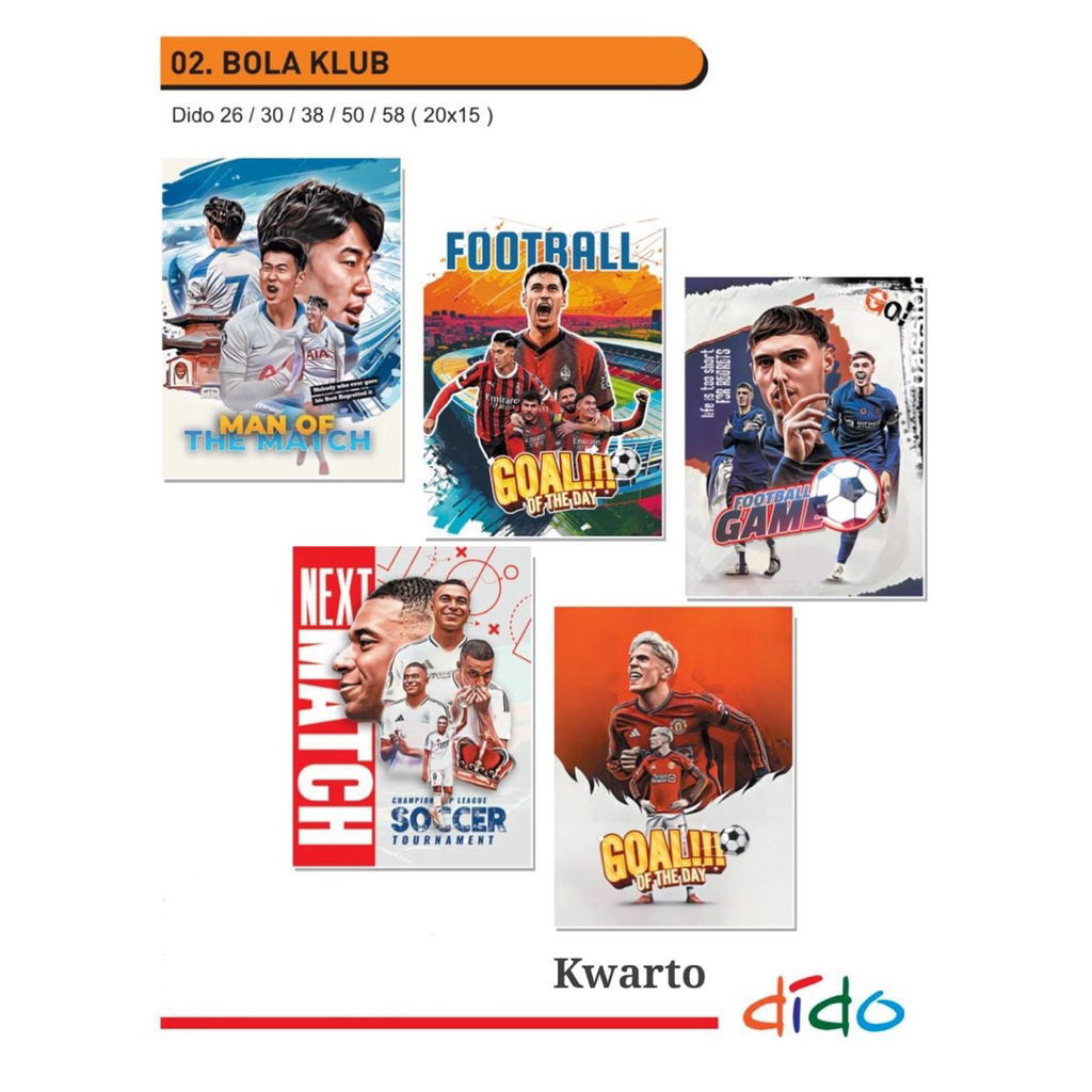 

(10 pcs) Buku Tulis Kwarto Motif Campus Bola Klub Buku Anak Sekolah/Kantor