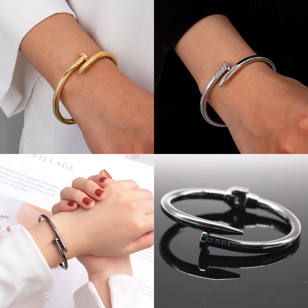 17KM Jewelry,Gelang paku, gelang logam, gelang paku hitam, gelang wanita,Gelang titanium.