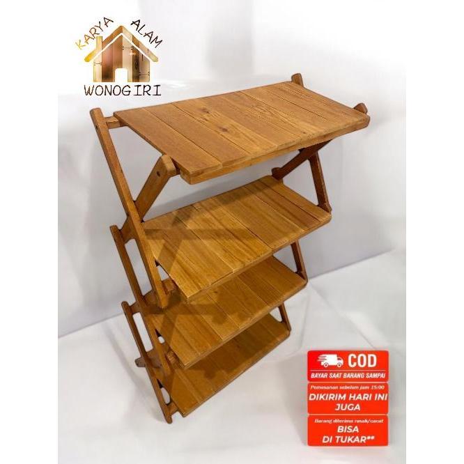 Rak Sepatu Susun Kayu 4 Zigzag Tempat Sepatu Lipat Rak Pot Minimlis Serbaguna