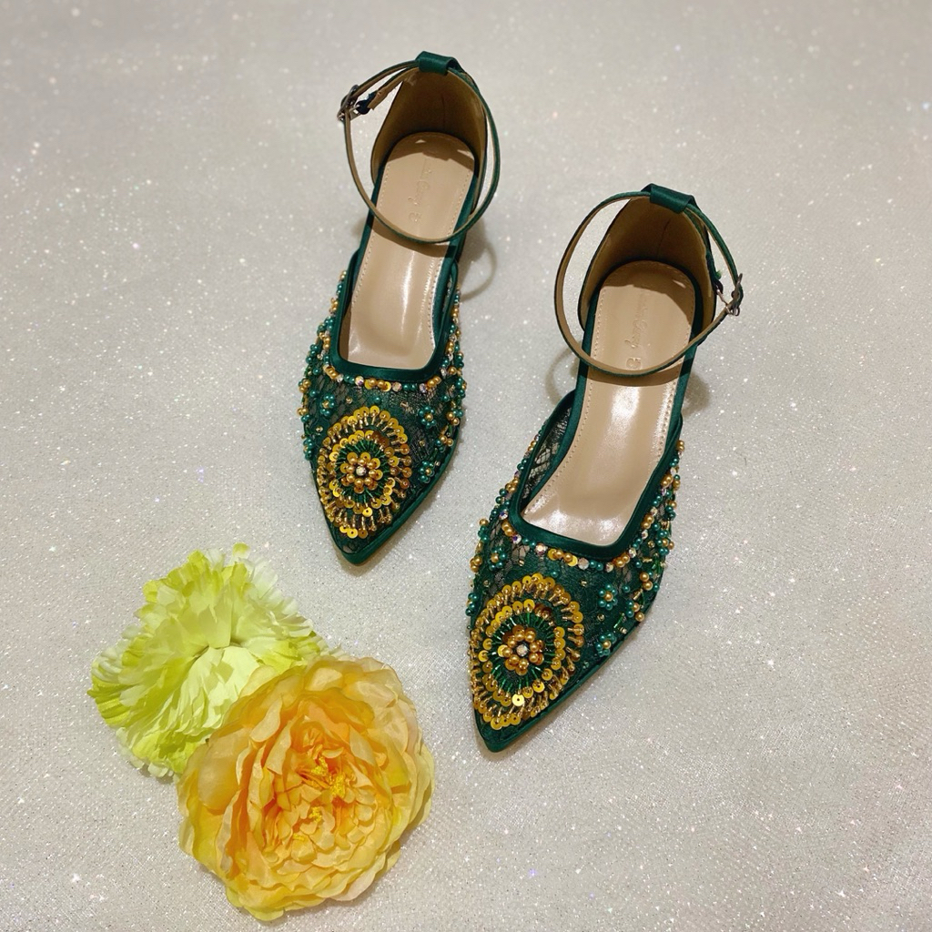 ROSSIE HIJAU BOTOL WEDDING SHOES SEPATU NIKAH SEPATU PESTA