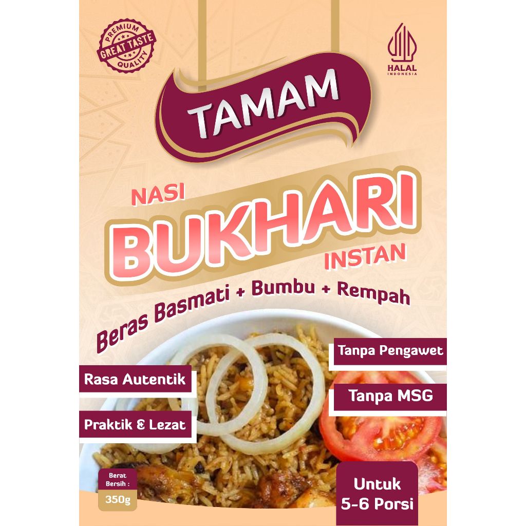 

Nasi Bukhari instan 350gr PREMIUM / 100% rempah murni autentik | Tamam