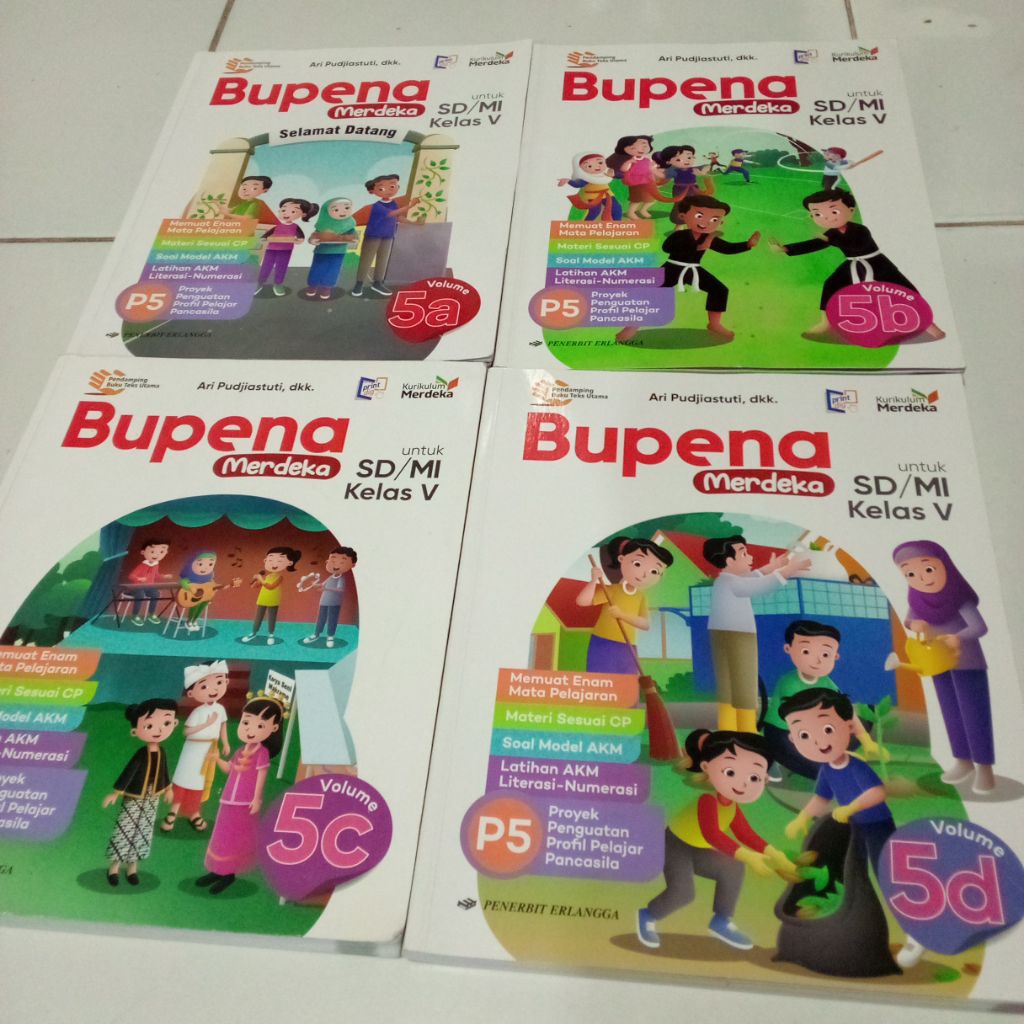 Buku Bekas Bupena 5a, 5b, 5c, 5d. SD MI Kelas 5 Kurikulum Merdeka Penerbit Erlangga