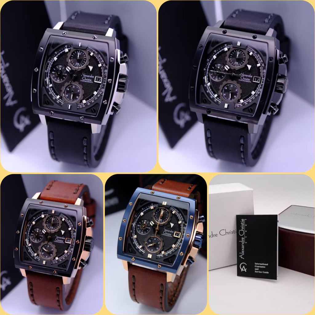 JAM TANGAN PRIA ALEXANDRE CHRISTIE AC 6376 MC / AC6376 / 6376 ORIGINAL CHRONOGRAPH STRAP KULIT hhc