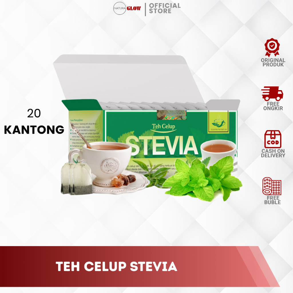 

obat herbal teh stevia original tazakka isi 20 teh celup Memiliki Sifat Antioksidan Mengontrol Kadar Gula Darah, Menjaga Kesehatan Gigi