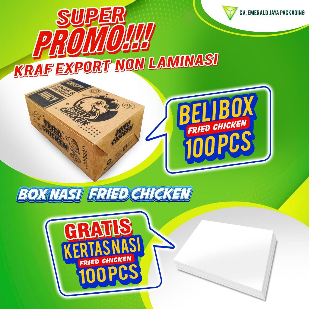 Box Nasi Fried Chicken | Dus Nasi + Kertas Nasi (1 Paket) | Kemasan Ayam Geprek, Fried Chicken, Nasi