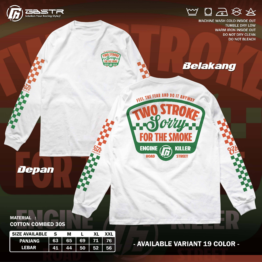 KAOS 2 STROKE RACING LONGSLEEVE - Two Stroke Tshirt I Baju 2 Tak Lengan Panjang 2Stroke herex Fiz R 