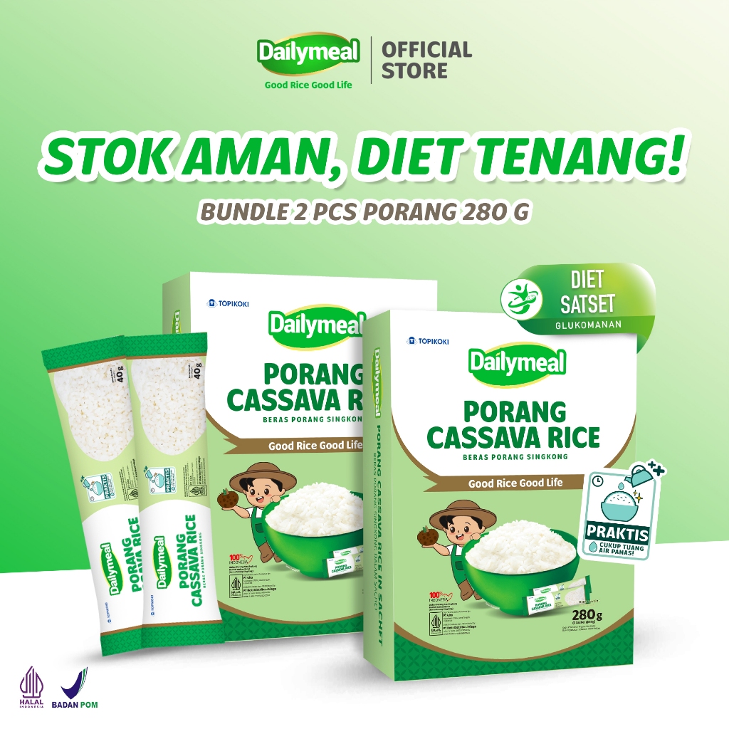 

[Bundling Hemat] Dailymeal - Porang Cassava Rice (Beras Porang) 280g (2pcs) – Karbo Lebih Ringan untuk Diet Sehat