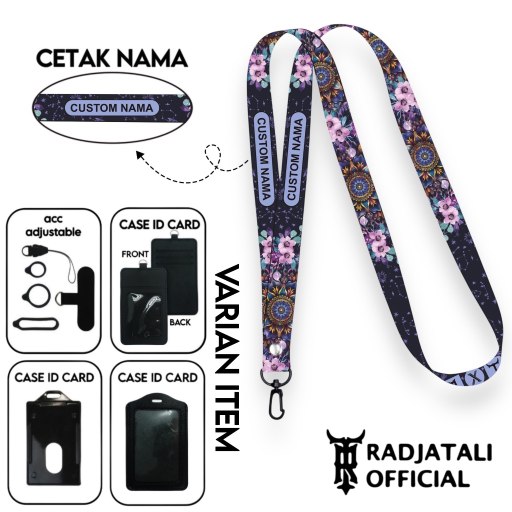 

Lanyard Custom Nama Mid Night Rose Series V5 Size 1,5cm Bisa Request Nama Full Printing 2 Sisi Gantungan Card Holder Tali Lanyard Hp Custom