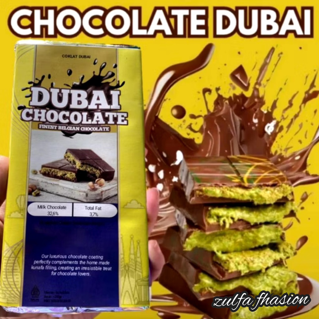 

( 100% Halal ) Coklat Dubai Kunafe Original "PISTACHIO KUNAFE" Chocolate Viral Lembut Meleleh Dimulut, Berat ±270 gr, Ukuran 16x8 cm ,Food Cocoa Cemilan Makanan Cokelat Terlaris