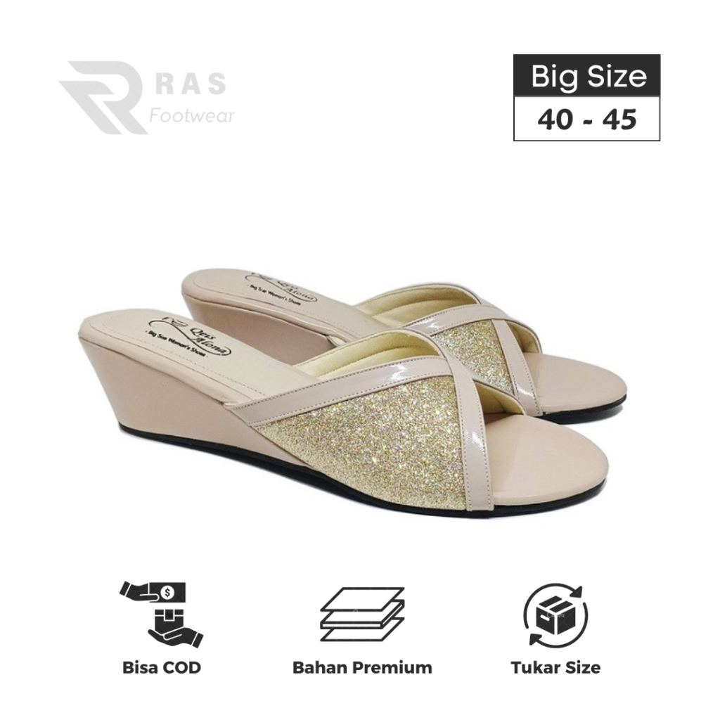 Sandal Wanita Wedges Selop Formal Kondangan Pesta Big Size jumbo ( 45 44 43 42 41 40 )