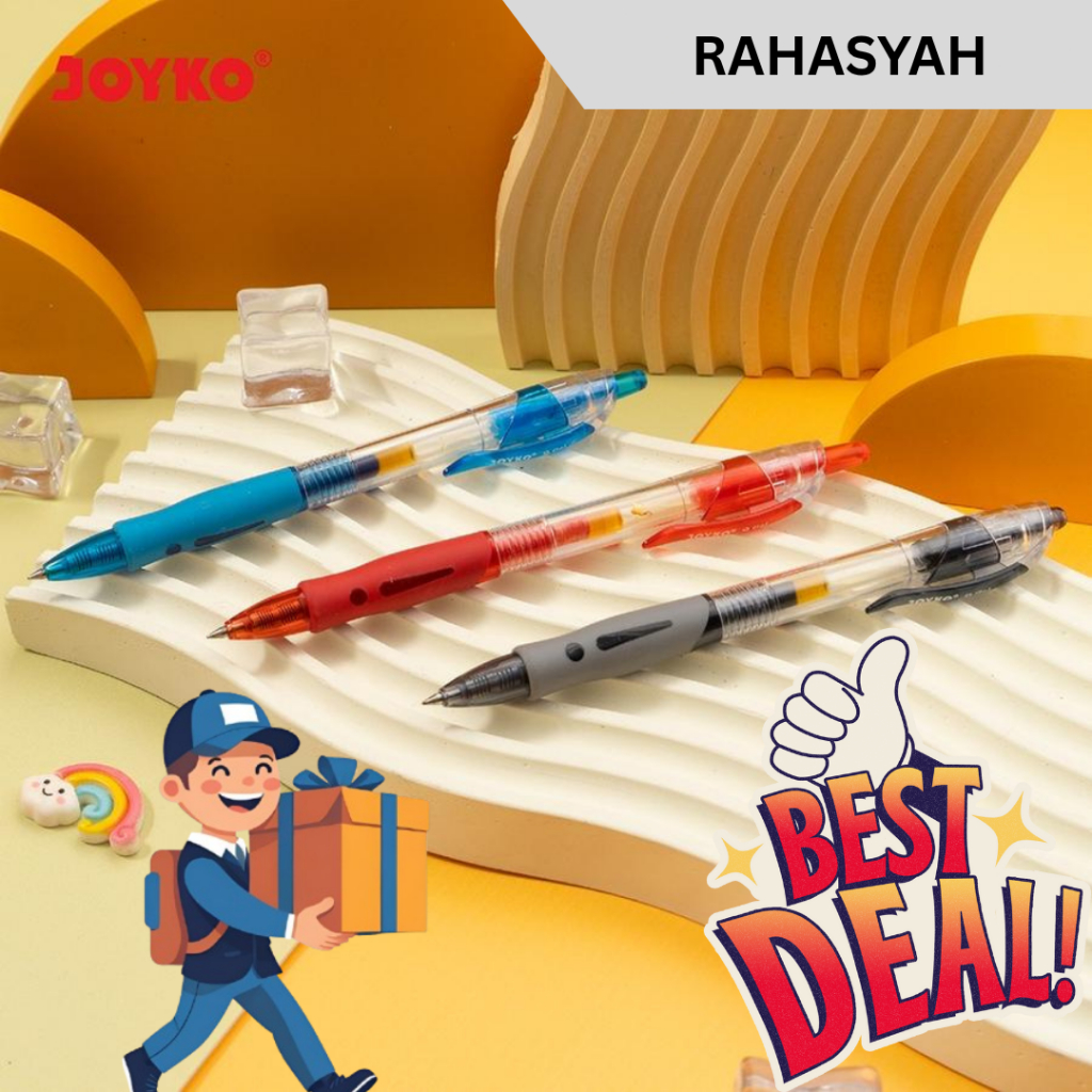 

JOYKO Gel Pen GP-265 Q Gel 0.5 mm - Pena Tinta Hitam Biru Merah Panjang 14.8 cm Tip Bulat Presisi Menulis Best Deal