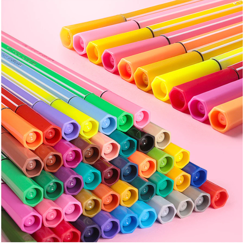 

*FRAULEINCO* Spidol Warna Warni 1 Set Hexagonal Watercolor Marker Pen Stabilo Pastel 12/24/36/48 Warna