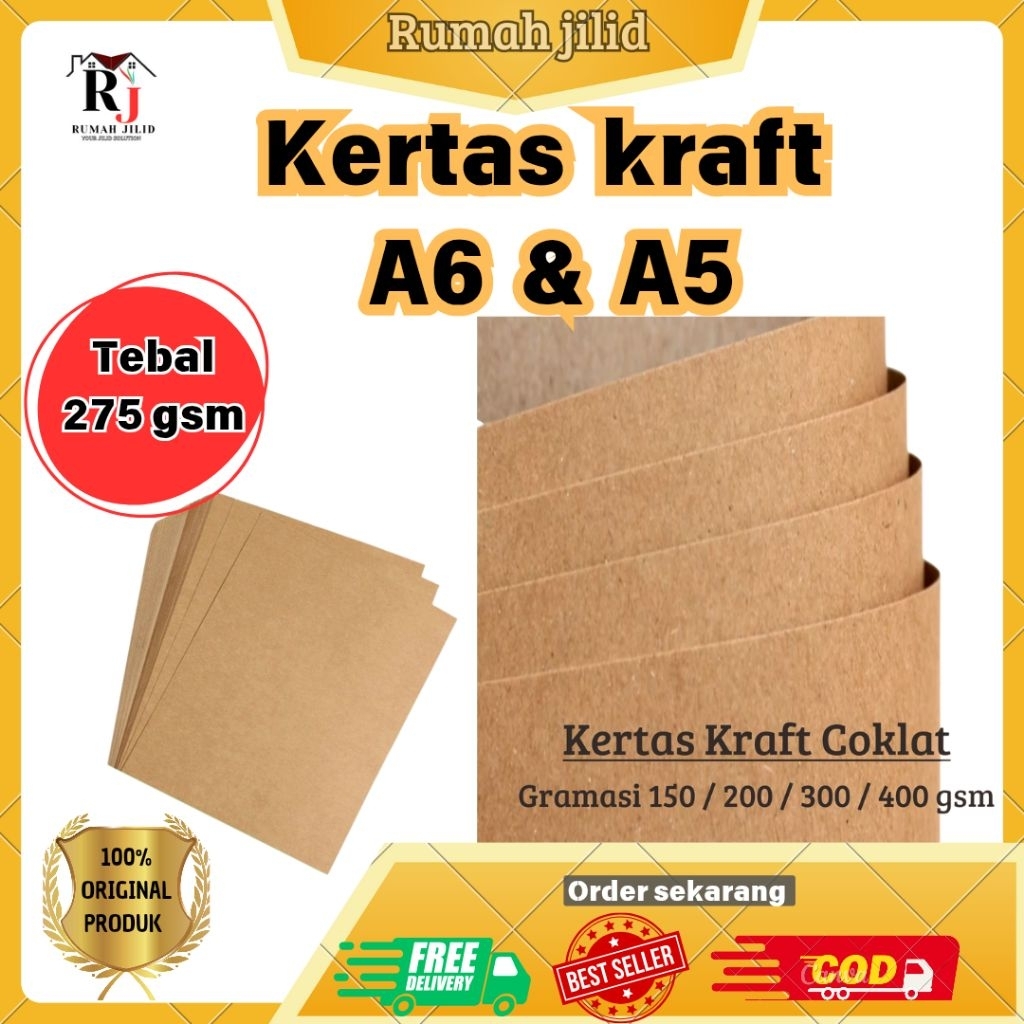 

kertas kraft coklat 275 gsm A5 A6 termurah