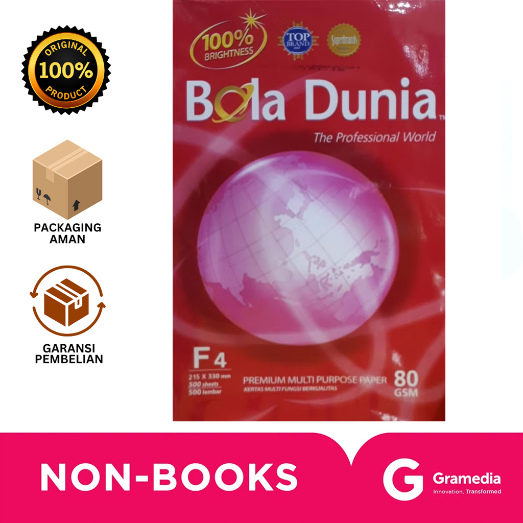 

Gramedia Bali - *HOT ITEM* BOLADUNIA FC 80GR F4 215X330 / Bola Dunia - Kertas HVS F4 80 Gram