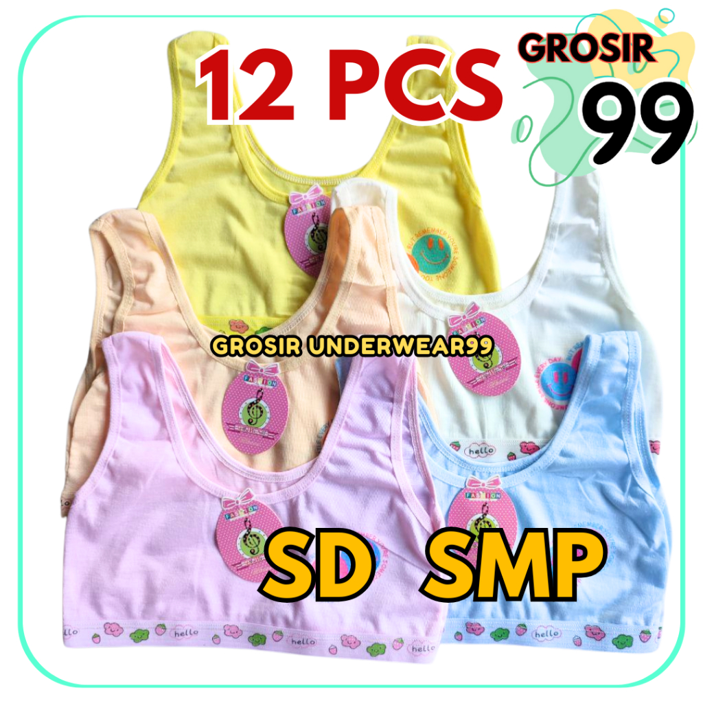 TERLARIS 12PCS Mini Set Anak Katun Sekolah SD SMP Bra BH Miniset Anak Cewek Domisol GROSIR99