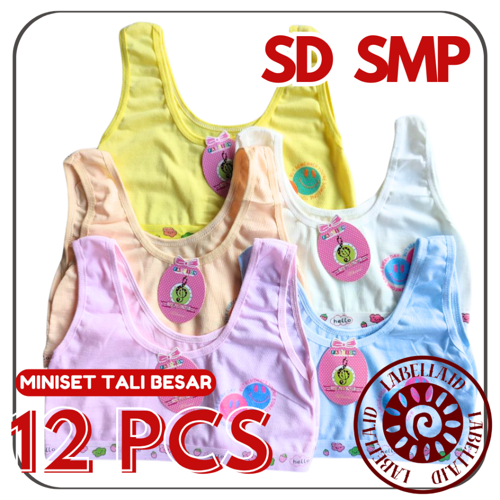 TERMURAH 12PCS Mini Set Anak Katun Sekolah SD SMP Bra BH Miniset Anak Cewek Domisol LABELLAID