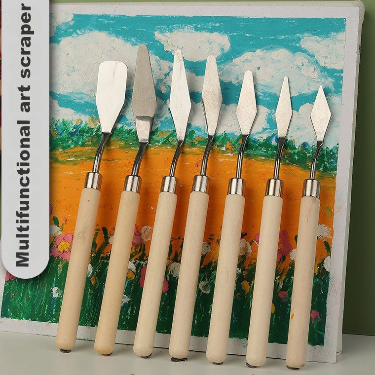 

KODE L39E JOWOART Pisau Palet Lukis Cat Akrilik Painting Scraper Knife 7 PCS JW7