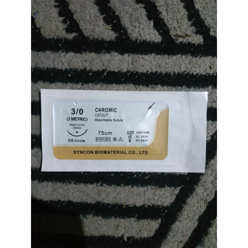 Benang Jahit Chromic Catgut 3 0 Taper Point