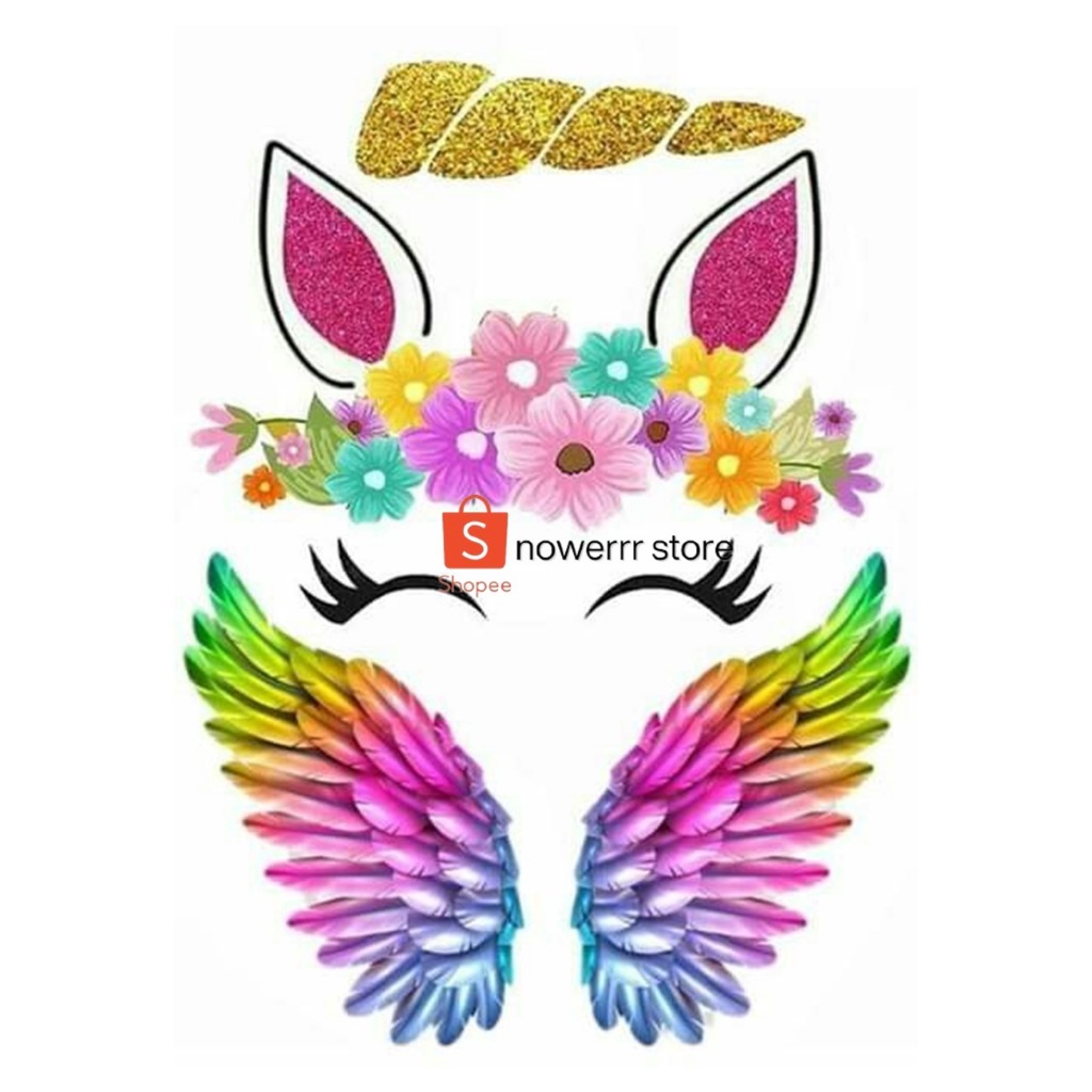 TOPPER CAKE TANDUK UNICORN FREE CUSTOM NAMA | HIASAN KUE ULTAH TEMA TANDUK UNICORN