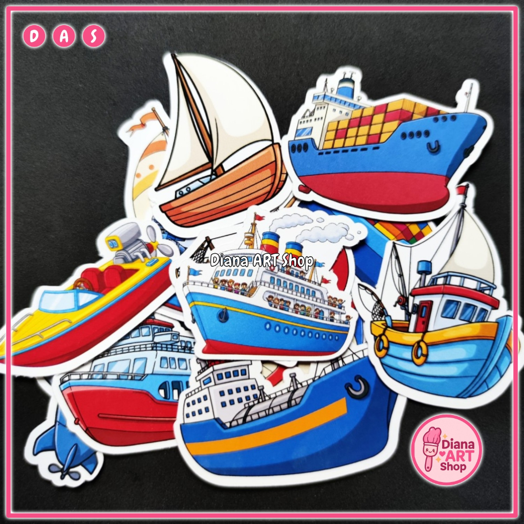 

stiker kapal laut sticker kertas glossy gambar kapal laut isi 15 pcs