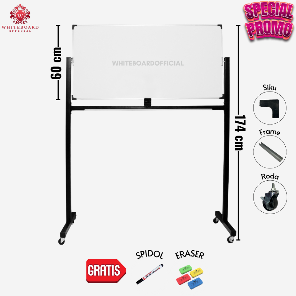 

RAIJIN Papan Tulis White Board 60x90cm / Whiteboard Non Magnet Standing (SPECIAL PROMO)